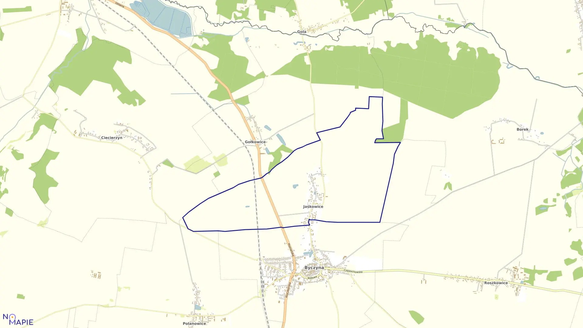 Mapa obrębu JAŚKOWICE w gminie Byczyna