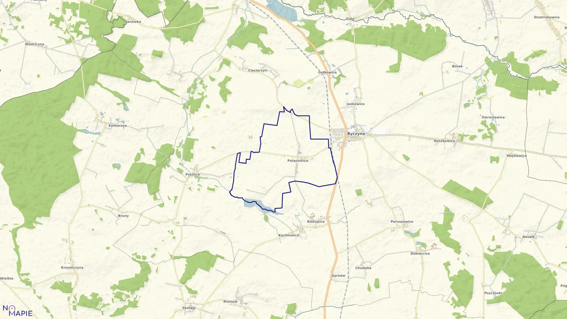 Mapa obrębu POLANOWICE w gminie Byczyna